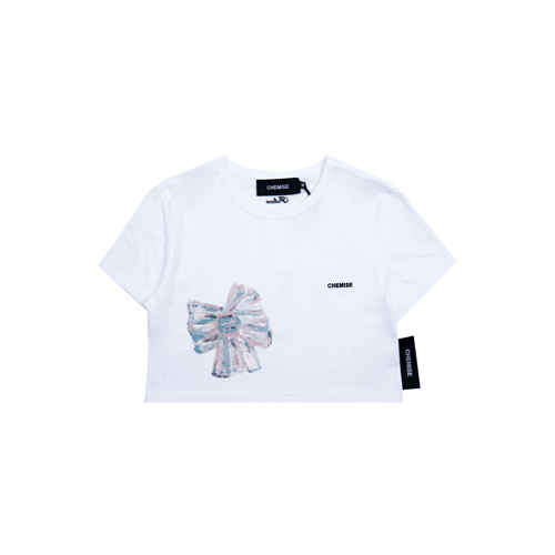 CHEMISE RIBBON BABY CROP WHITE