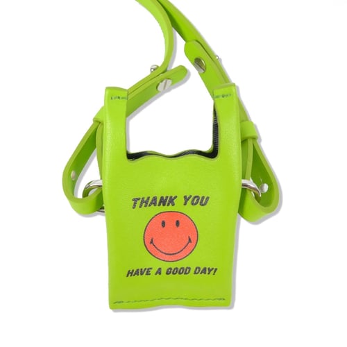 SMILE CLUB CUSTOM MINI SHOPPING LEATHER BAG SOFT GREEN