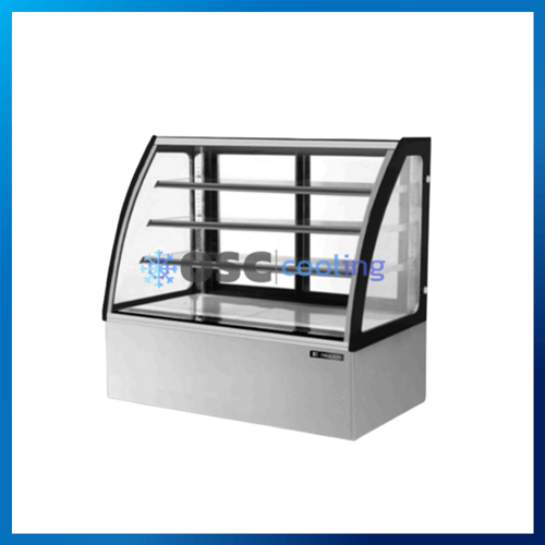 ตู้โชว์เค้กกระจกโค้ง 3 ชั้นวาง กว้าง 150 ซม. สีสแตนเลส "SANDEN" 19.4 คิว [SKC-1503G]