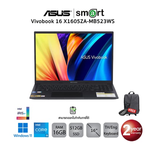 Asus Vivobook 16 X1605ZA-MB523WS i5-12500H/16GB/512GB/16"/Win11(Black)