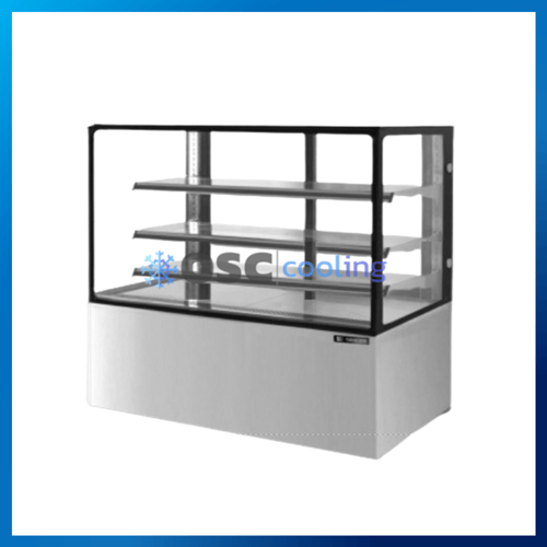 ตู้โชว์เค้กกระจกตรง 3 ชั้นวาง กว้าง 150 ซม. สีสแตนเลส "SANDEN" 25.2 คิว [SKR-1503G]