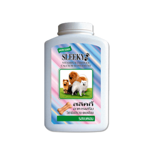 SLEEKY Vitamin B Complex & Calcium Supplement  Bacon Flavor สลิคกี้ อาหารเสริมวิตามินบีรวม บำรุงร่างกายสุนัข รสเบคอน ขนาด 630 กรัม