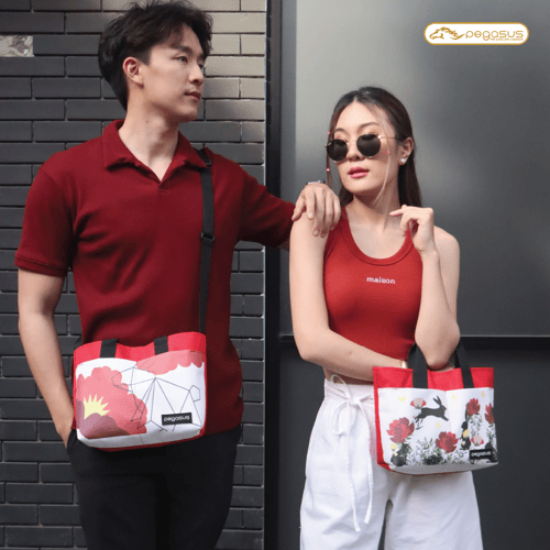 กระเป๋าแฟชั่นตรุษจีน สกรีนรูปกระต่าย กระเป๋าสีแดง