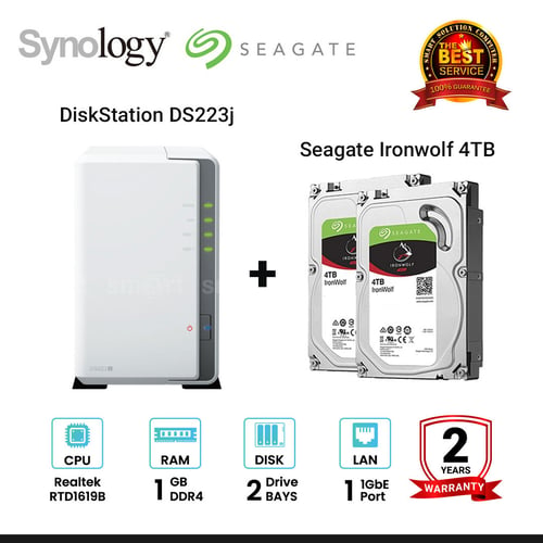 NEW] Synology DiskStation DS223j 2-Bay + Seagate Ironwolf 4TB