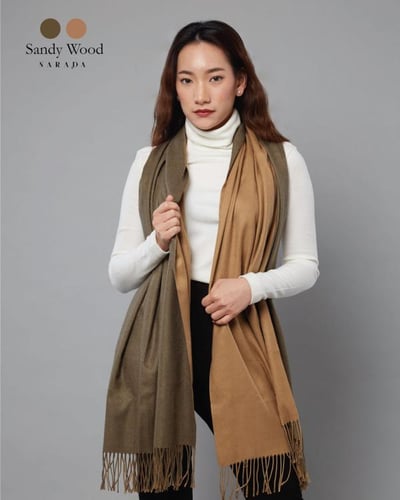ผ้าพันคอแคชเมียร์ 2 โทน Sandy Wood