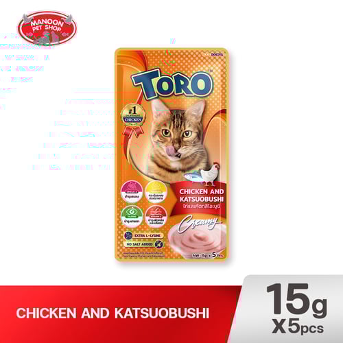 TORO แมวเลีย ไก่ ปลาโออบแห้ง สีส้ม(15g.x5)