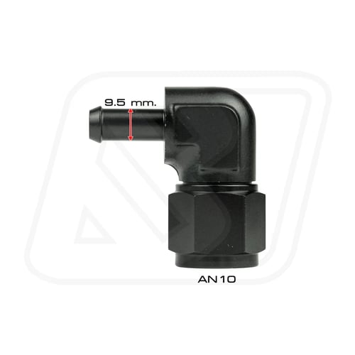 Billion ข้อต่อ 90 องศา AN10 ออกหางปลา 3/8 (BLACK)