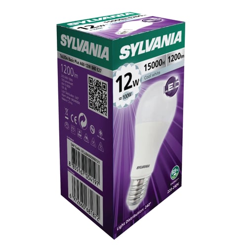 [แพ็ค 2 ] SYLVANIA ToLEDo Basic Plus A60 12W ขั้ว E27  (CoolWhite)
