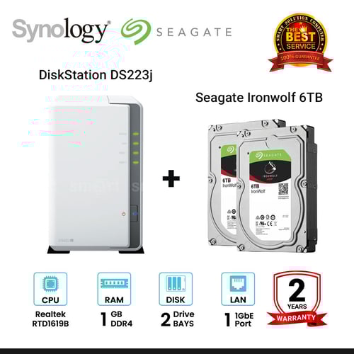 [NEW] Synology DiskStation DS223j 2-Bay + Seagate Ironwolf 4TB / 6TB / 8TB