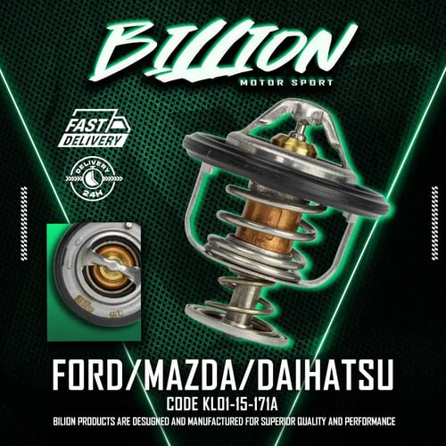Billion Thermostat 68° วาล์วน้ำ Billion 68 องศา [KL01-15-171A] สำหรับ FORD RANGER 98-09, FIGHTER, BT50, MAZDA2 (ZY), MAZDA3 ปี 05 1.6, Daihatsu EF