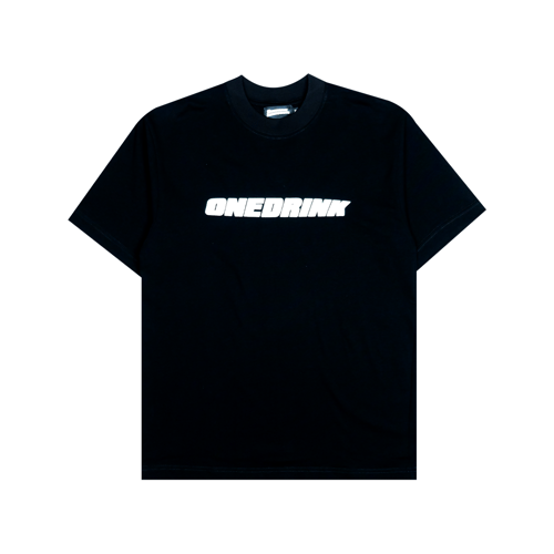ONE DRINK AND WE GO HOME LOGO T-SHIRT BLACK