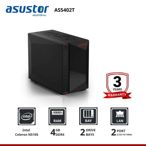 Asustor NIMBUSTOR 2 Gen2 AS5402T 2-Bay NAS &nbsp;อุปกรณ์จัดเก็บข้อมูลบนเครือข่าย