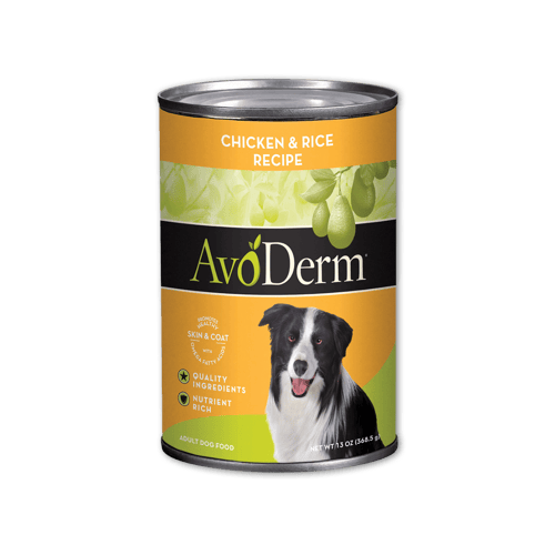 AvoDerm อโวเดิร์ม อาหารกระป๋องสำหรับสุนัขโตอายุ 1 ปีขึ้นไป สูตรไก่และข้าวกล้อง ขนาด 13 ออนซ์