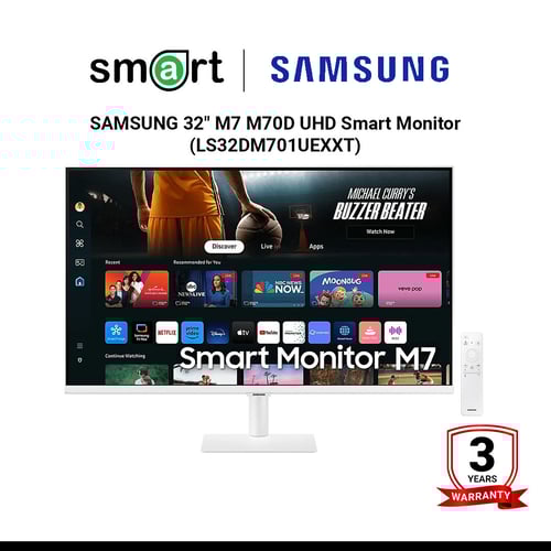 จอมอนิเตอร์  SAMSUNG&nbsp; 32" M7 M70D UHD 4K 60Hz Smart Monitor (VA, HDMI, USB) - LS32DM701UEXXT
