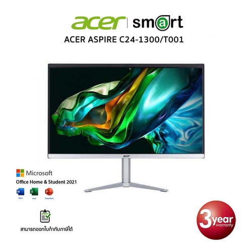 ออลอินวัน ACER ASPIRE AIO C24-1300/T001 AMD Athlon Silver 7120U /8GB/256GB/23.8"/Win11+Office/BLACK