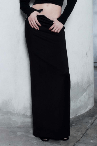 ANDREADAMO - FLANNEL LONG SKIRT WITH ZIP DETAILS