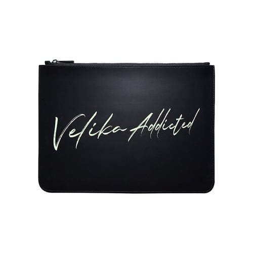 VELIKA ADDICTED SCRIPT CLUTCH BAG
