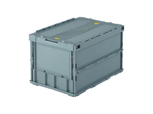 กล่องพลาสติก Trusco พับได้แบบบาง มีฝา 50L Grey