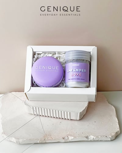 Genique พรีเมี่ยมเซท Giftset Happy Heal บาล์มมาการอง + ยาดมขวดขาวขุ่น