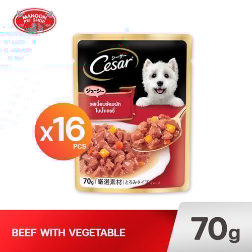 CESAR POUCH รสเนื้อพร้อมผักในน้ำเกรวี่ 70g.