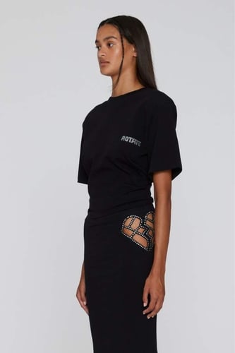 ROTATE - JERSEY CUTOUT MIDI SKIRT