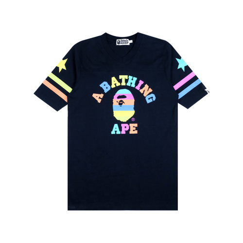A BATHING APE MULTI COLOR COLLEGE T-SHIRT NAVY