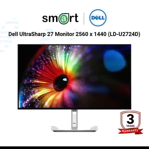 จอมอนิเตอร์  Dell UltraSharp 27 Monitor-U2724D, 2560 x 1440 at 120Hz , DP+HDMI+USB C, 3Yrs Advance Exchange, NBD, Premium Panel Guarantee