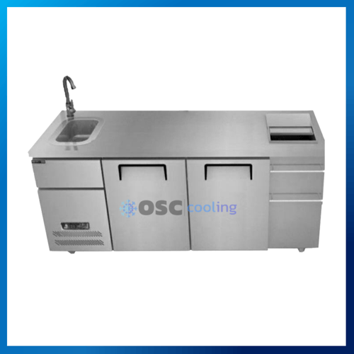 ตู้แช่เคาท์เตอร์ 2 ประตู พร้อมช่องใส่น้ำแข็งและอ่างล้าง 10.10 คิว [SCK3-1806-AR]
