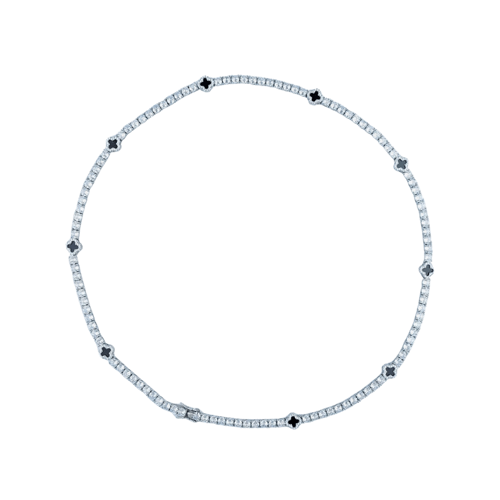 MR_GOLDss TENNIS WITH CLOVER 4MM NECKLACE SILVER