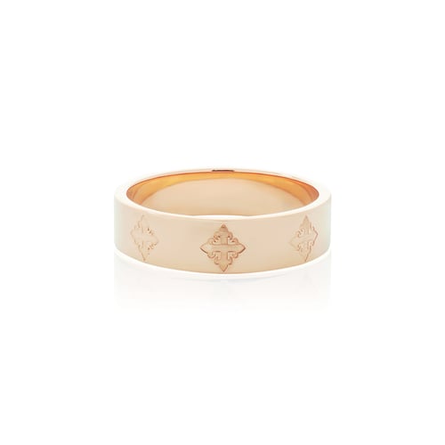 AKE AKE Rituals Cross Wedding Band GM - Pure Pink Gold แหวนเงินแท้ 925 ชุบทองชมพูบริสุทธิ์