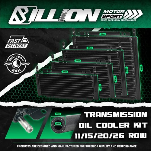 ชุดออยคูลเลอร์น้ำมันเกียร์อัตโนมัติ Transmission Oil Cooler Kit Billion Black 11ROW