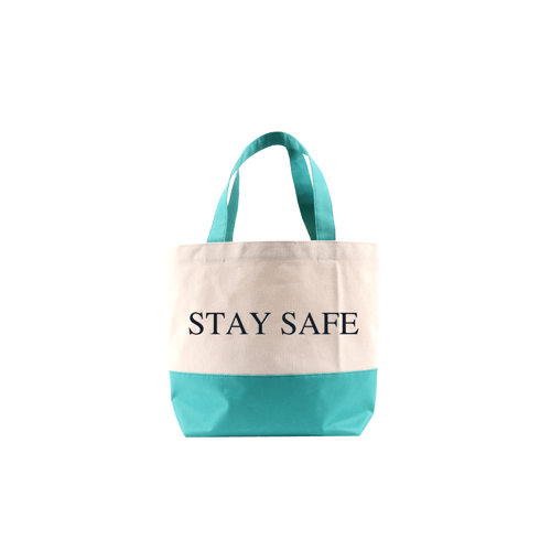Shopping Bag ใบเล็ก ฐานเขียว สกรีน STAY SAFE