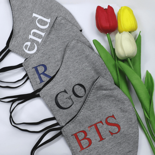 หน้ากากผ้าสกรีนชื่อ Pegasus  Cotton+ For XL XXL สีเทา