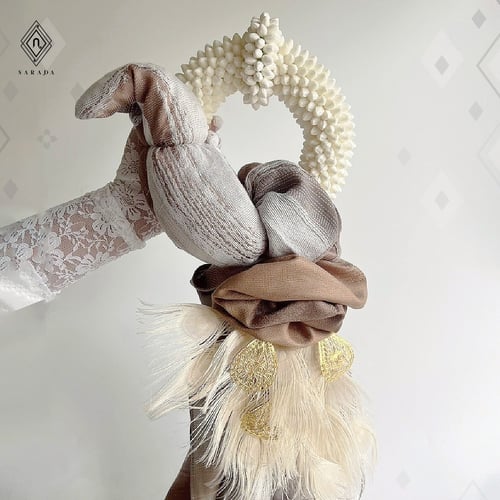 มาลัยวันแม่ มาลัยนกยูงข้อพระกร มาลัยผ้าเยื่อไม้ไผ่ ของขวัญวันแม่ MS2