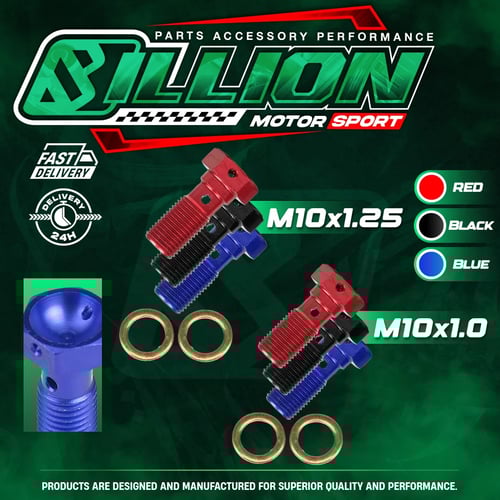 Billion ตัวหนอนบันโจ [M10x1.0]+แหวนทองแดง BLUE