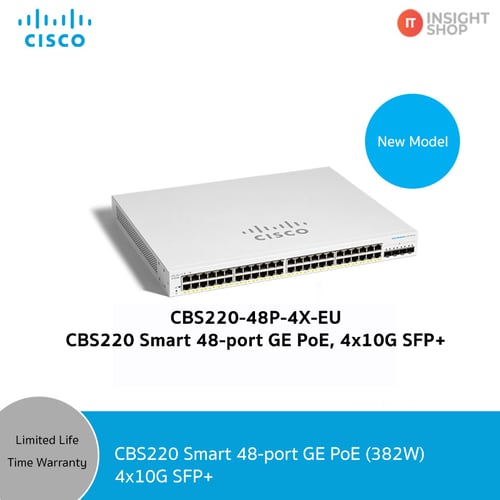 [CBS220-48P-4X-EU] CBS220 Smart Switch 48-port GE PoE with 382W power budget, 4x10G SFP