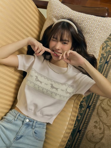 Dachshund knit top (Pink)