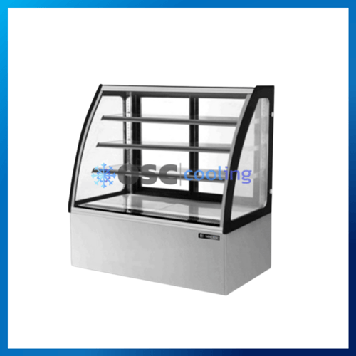 ตู้โชว์เค้กกระจกโค้ง 3 ชั้นวาง กว้าง 120 ซม. สีสเตนเลส "SANDEN" 15.7 คิว [SKC-1203G]