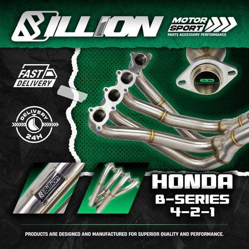 เฮดเดอร์ Billion Alpha 4-2-1 สไตล์ SK2-V.1 สำหรับ Honda B-Series
