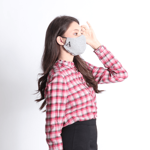 หน้ากากผ้าสกรีนชื่อ Pegasus  Cotton+ For XL XXL สีเทา