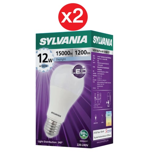 Pack 2  [รุ่นใหม่ปี 2022] SYLVANIA ToLEDo Basic Plus A60 12W ขั้ว E27  (Daylight)