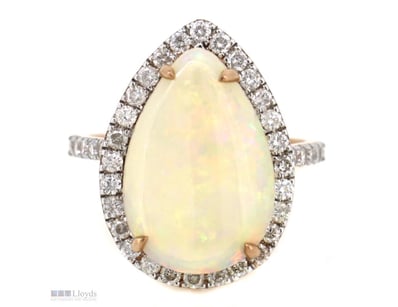 14K ROSE GOLD, 3.34CT AUSTRALIAN ANDAMOOKA OPAL AN...