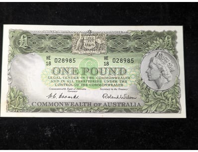 COMMONWEALTH OF AUSTRALIA ONE POUND NOTE, BANKES-W...