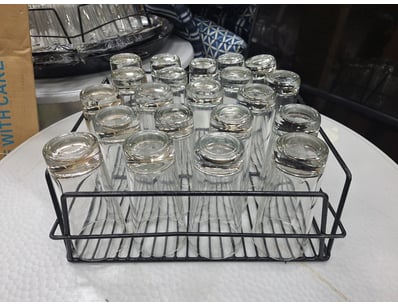 High Ball Glasses, Approximately 21, Includes Rack...