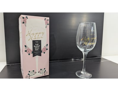 Typo "Happy Hour" wine glass gift set featuring st...