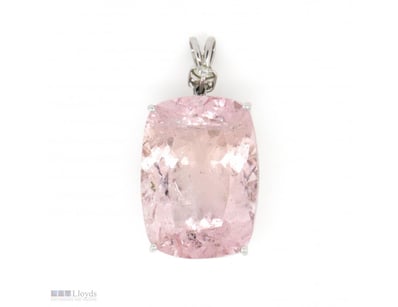 14K WHITE GOLD, MORGANITE AND DIAMOND, STATEMENT P...