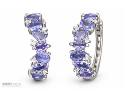 NATURAL TANZANITE EARRINGS ON 925 SILVER - WITH CE...