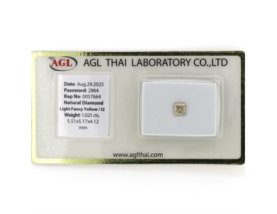 1.025CT CERTIFIED, NATURAL FANCY YELLOW DIAMOND   ...