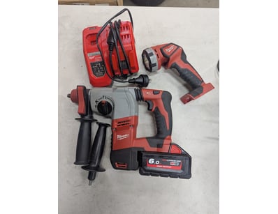 Power tools, Milwaukee hammer drill, torch, batter...