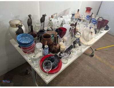 Box with Various Glassware and Ceramics. Used Cond...
